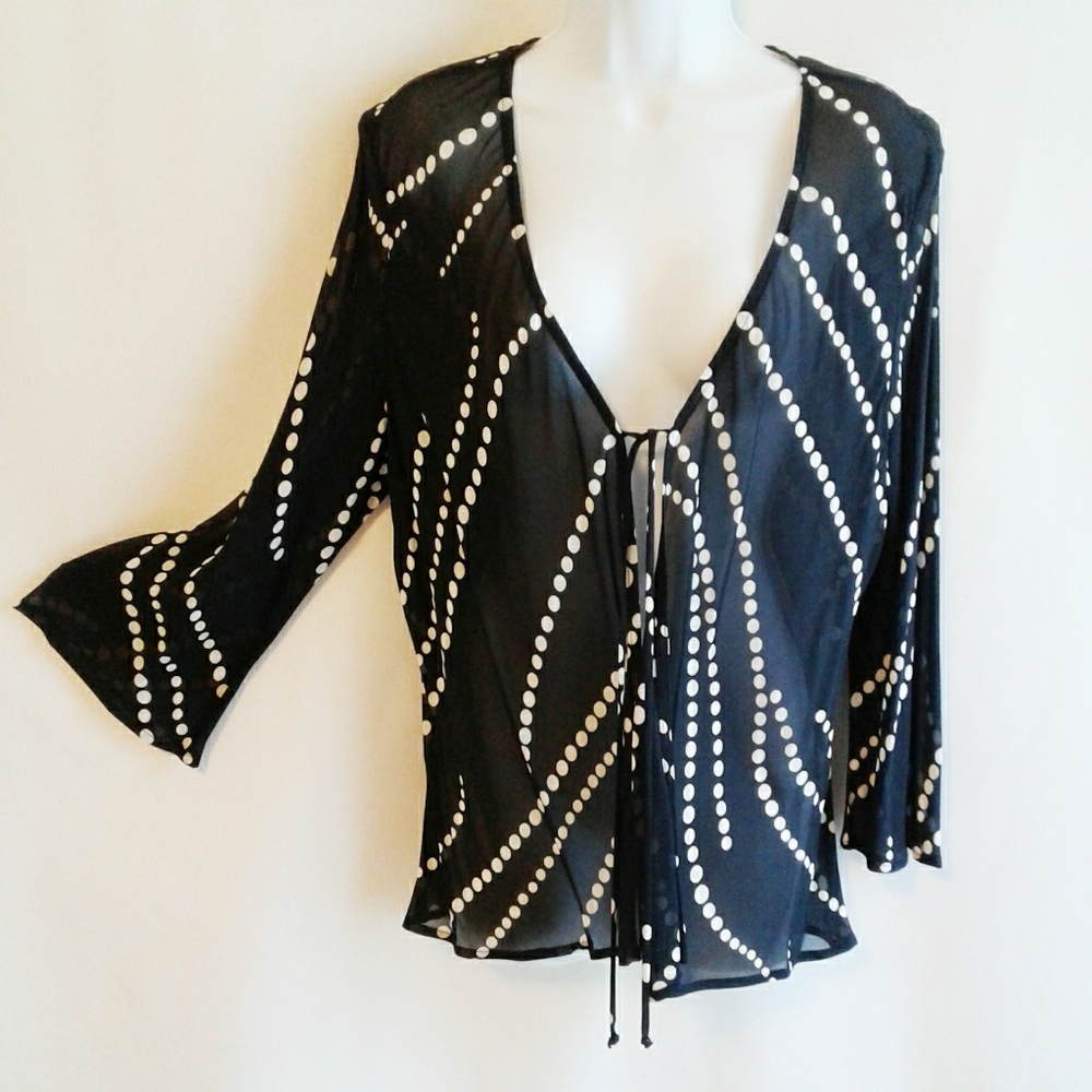 Donna Ricco Kimono Style Coverup Semi Sheer Top